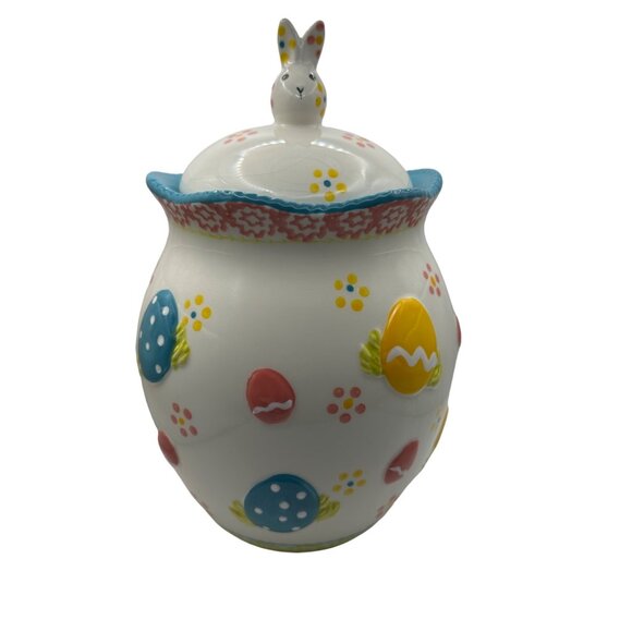 Temp-tations by Tara retired “Old World” 10” Easter Bunny cookie jar crazing - Picture 2 of 12